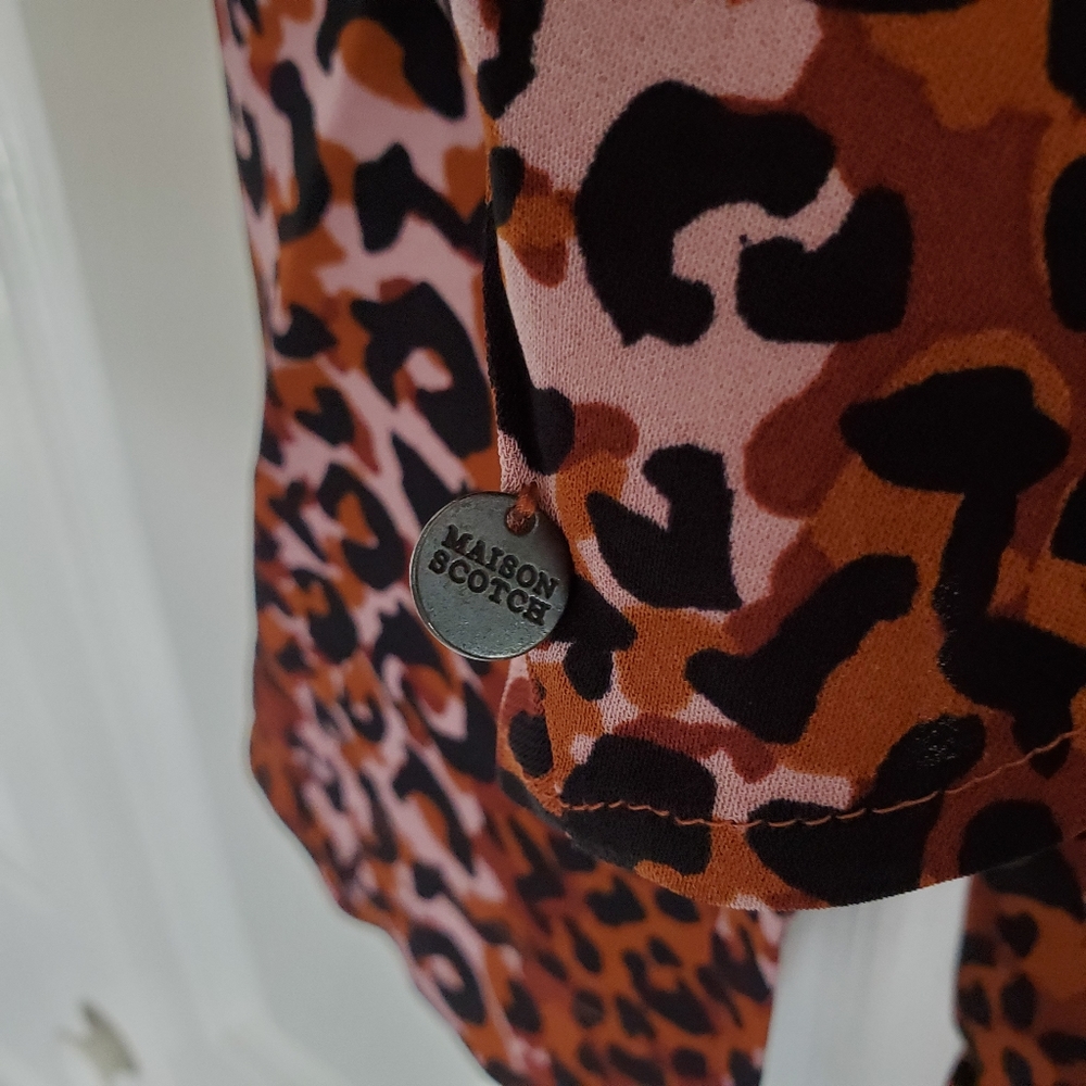 NEW Scotch & Soda Leopard Tie Front Blouse - Picture 7 of 10